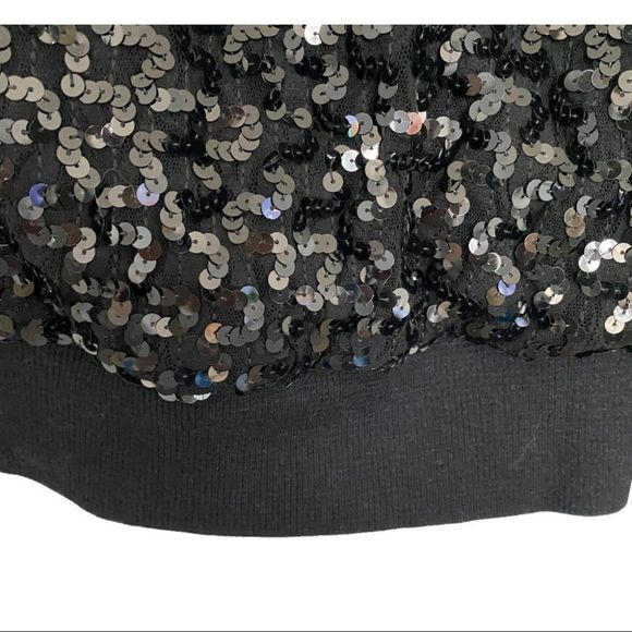 Vintage Linea sequins bomber zipper jacket coat black size small nylon EUC - Picture 5 of 7